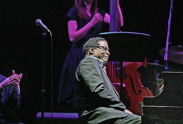 Twelve-time Grammy winner Herbie Hancock was among the featured performers Tuesday at the "Grammy Salute to Jazz" concert at Club Nokia. His 2007 album, "River: The Joni Letters," won last year's best album Grammy, and his short set Tuesday was a highlight of the show.