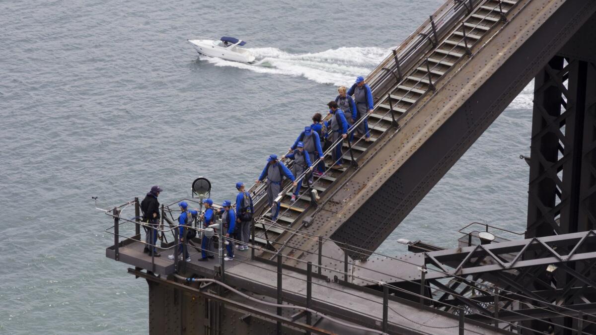 Climbing up the Sydney Bridge.