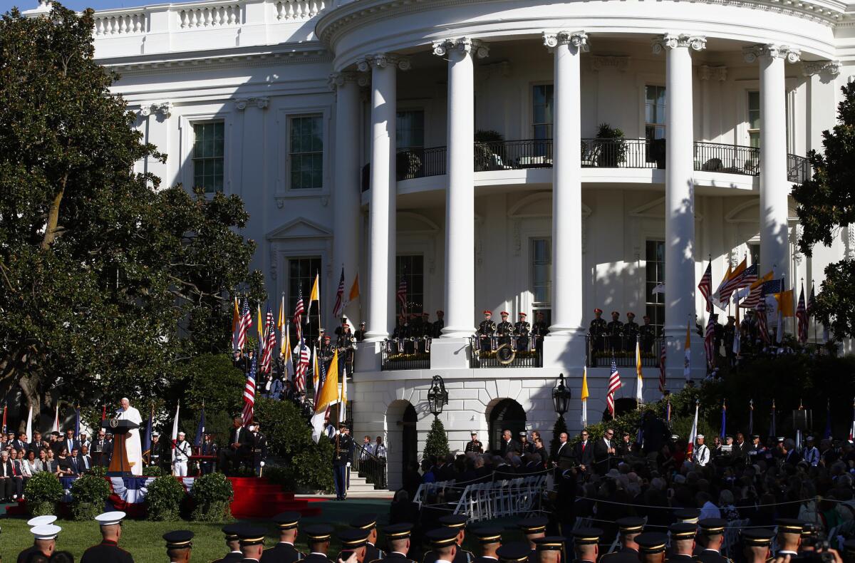 A color guard, guards in military dress and a red carpet were all part of the state arrival ceremony for Pope Francis at the White House this week, a day before Prseident Obama welcomed another high-profile guest to Washington, Chinese President Xi Jinping.