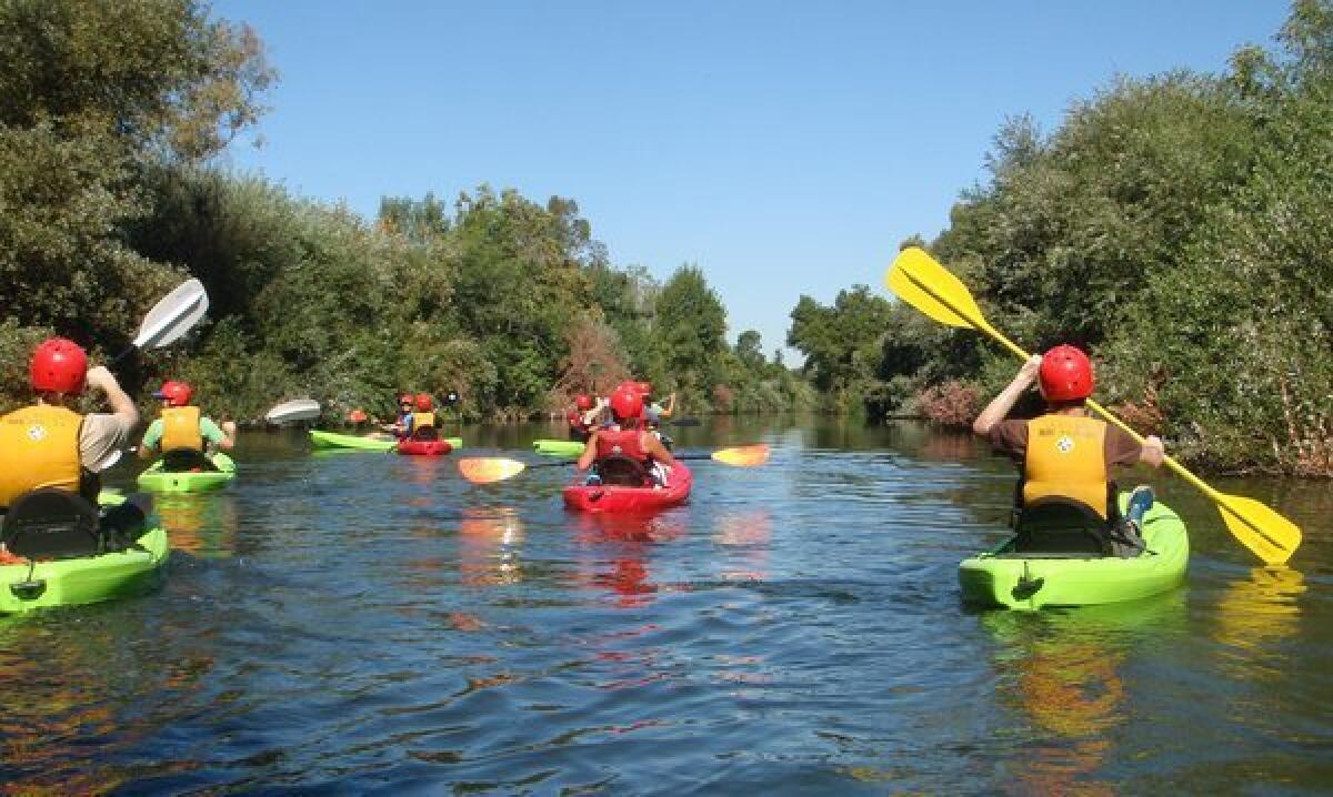 Kayaking on the L.A. River. Storm drain source, Idaho feel.