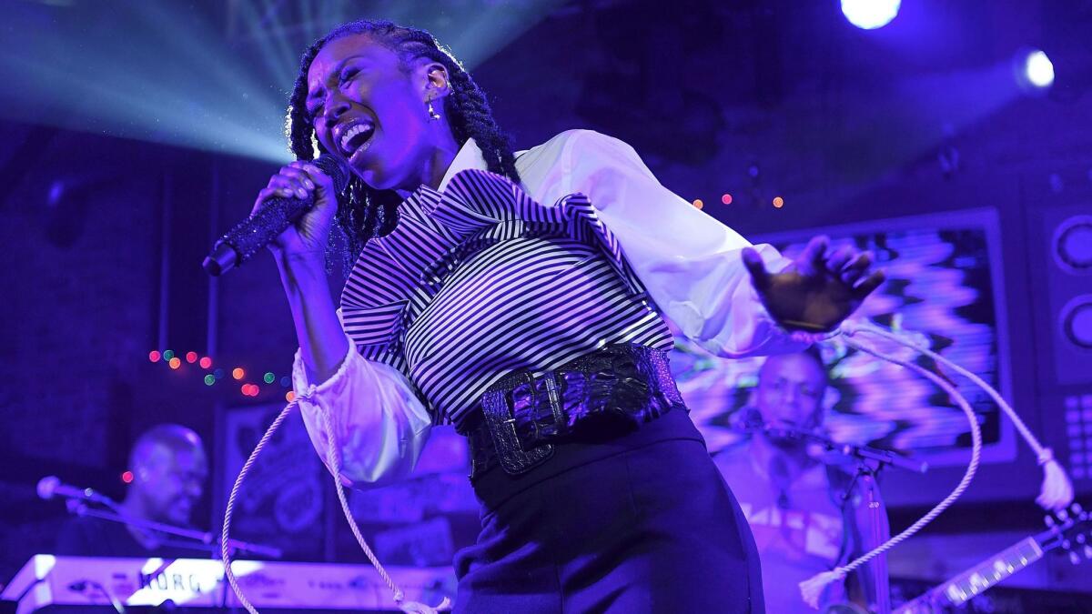 Singer-songwriter Brandy performs with the Roots at the SXSW Conference and Festivals on March 18 in Austin, Texas.