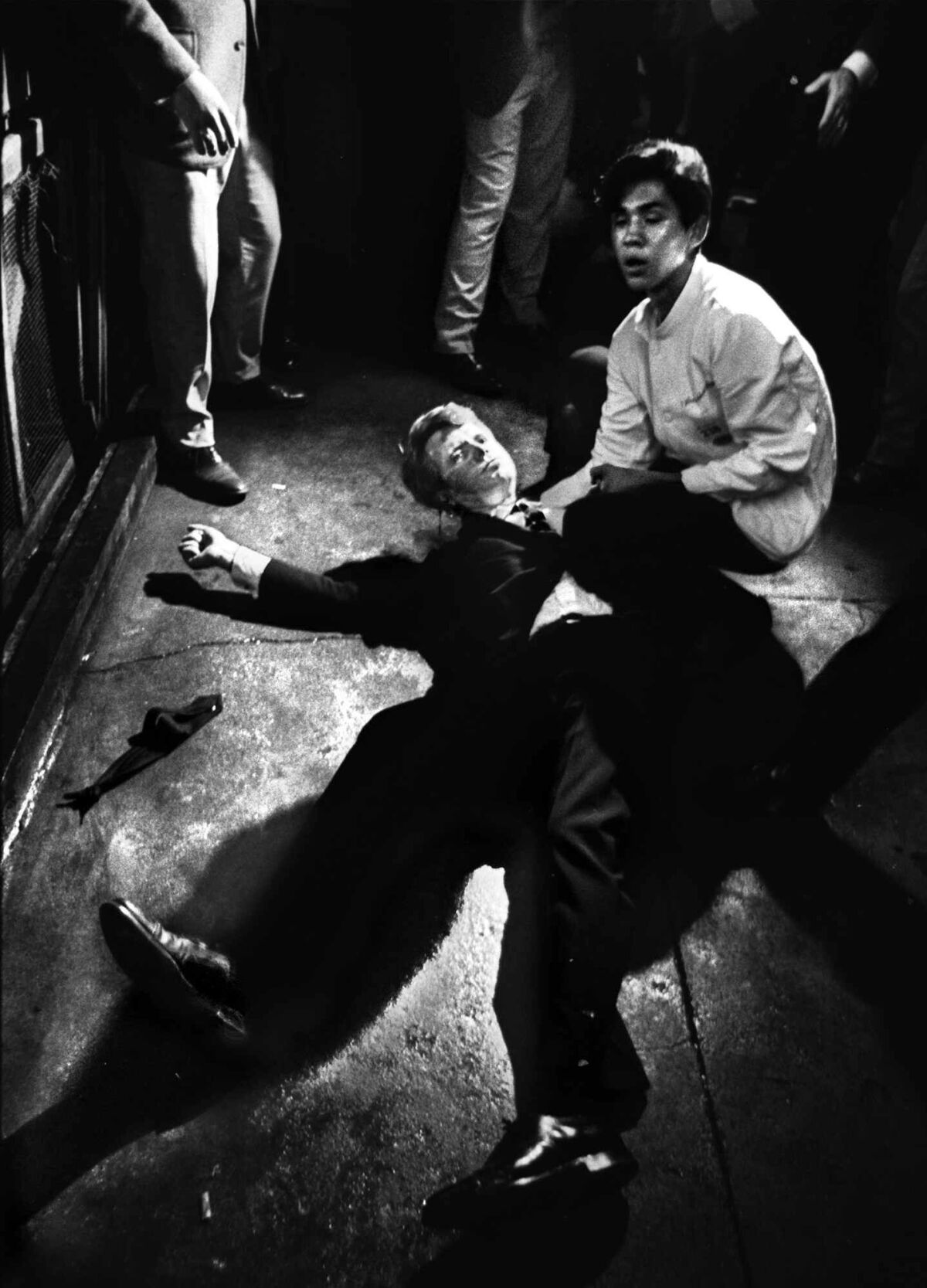 Robert F. Kennedy on the floor at the Ambassador Hotel after being shot.