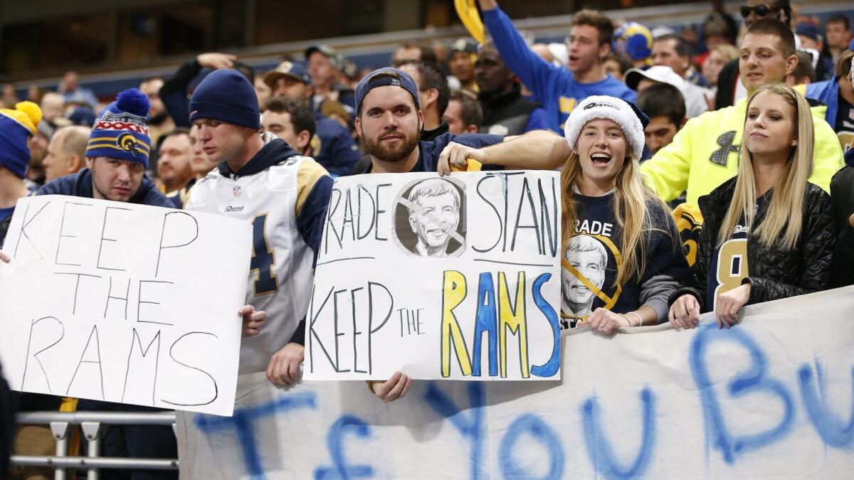 Rams fans attending the team's final game in St. Louis in 2015 clearly didn't support owner Stan Kroenke's decision to move the team to Los Angeles.
