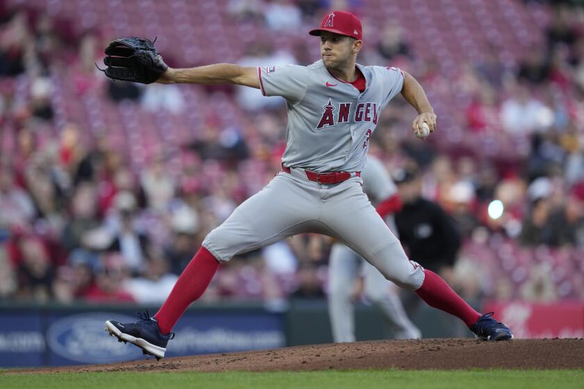 Los Angeles Angels pitcher Tyler Anderson throws in the first inning of a baseball game.