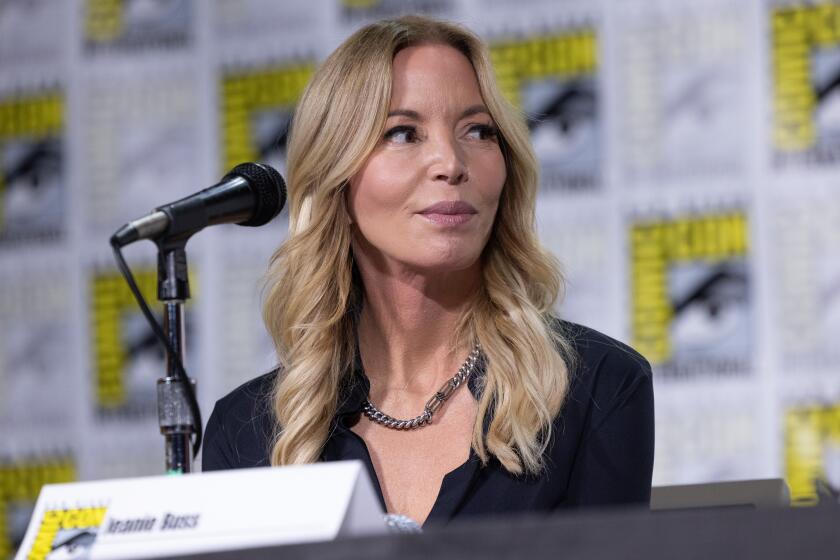 Lakers controlling owner Jeanie Buss speaks at San Diego Com-Con during a panel for "WOW — Women of Wrestling" 