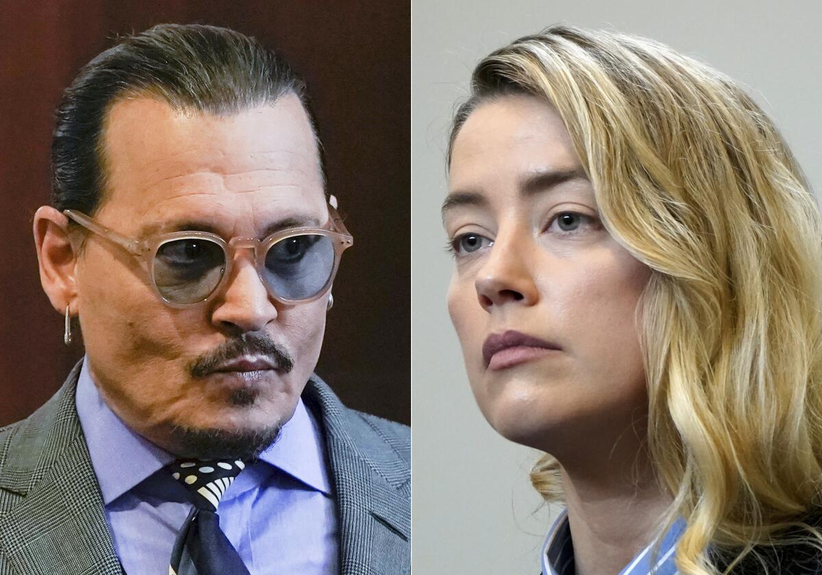 En esta combinación de fotos, los actores Johnny Depp y Amber Heard