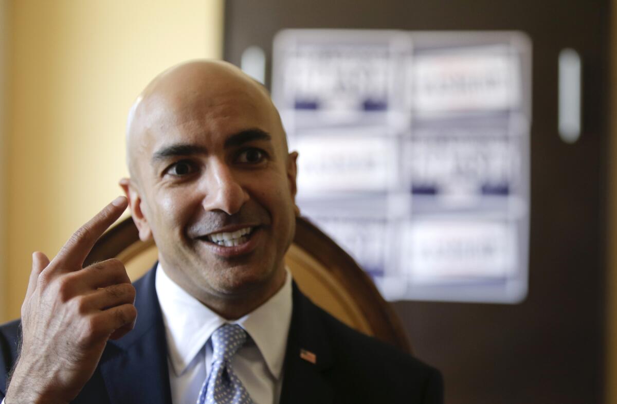Republican candidate for governor Neel Kashkari is interviewed at the California GOP convention on Sept. 20 in Los Angeles.