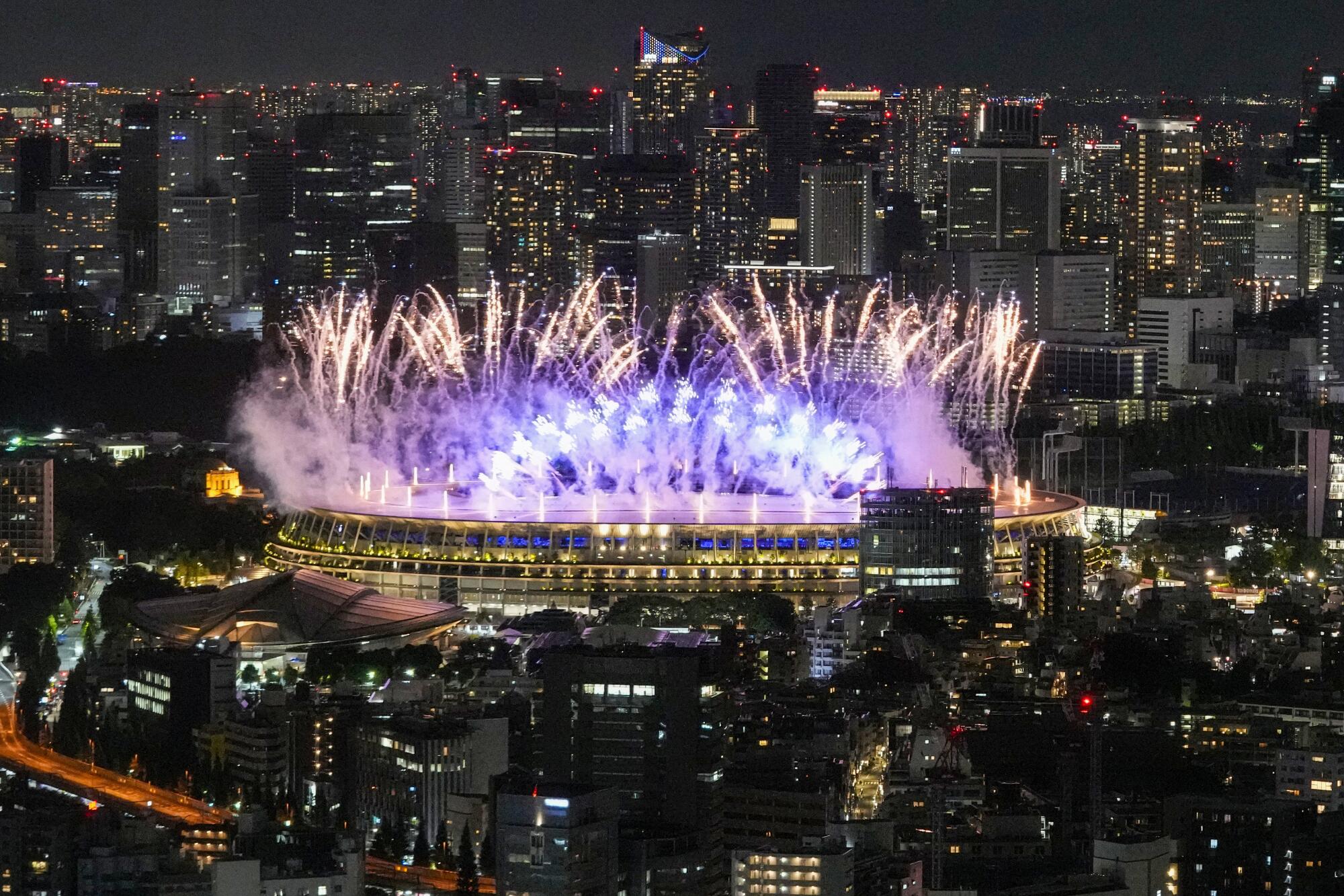 Fireworks explode during the opening ceremony