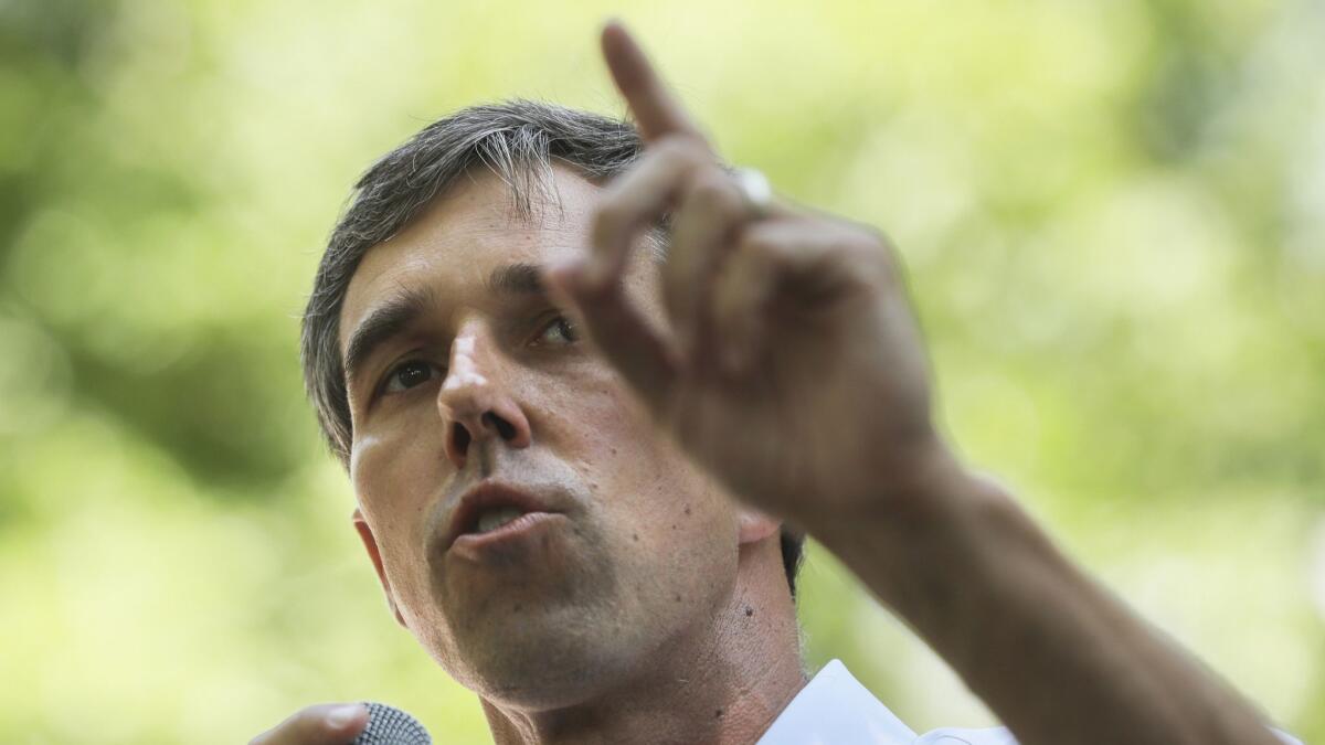 Democratic presidential candidate and former U.S. Rep. Beto O'Rourke speaks at a Democratic event in New Hampshire on Saturday.