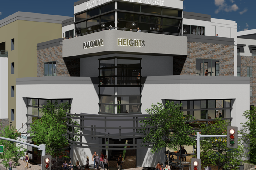 Rendering of the Palomar Heights development in Escondido. Updated version as of April 1, 2020.