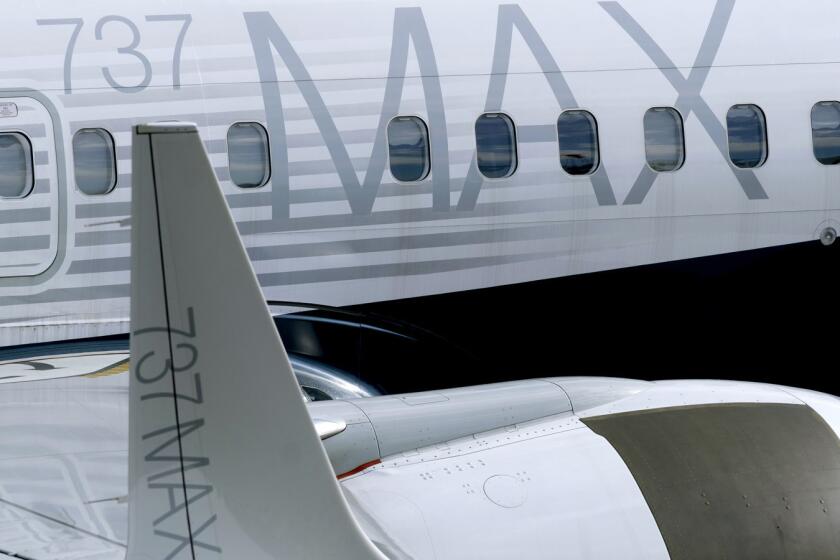 RENTON, WA - MARCH 11: A 737 MAX airplane is pictured on he tarmac with its signature winglet and fuel efficient engines outside the company's factory on March 11, 2019 in Renton, Washington. Boeing's stock dropped today after an Ethiopian Airlines flight was the second deadly crash in six months involving the Boeing 737 Max 8, the newest version of its most popular jetliner. (Photo by Stephen Brashear/Getty Images) ** OUTS - ELSENT, FPG, CM - OUTS * NM, PH, VA if sourced by CT, LA or MoD **