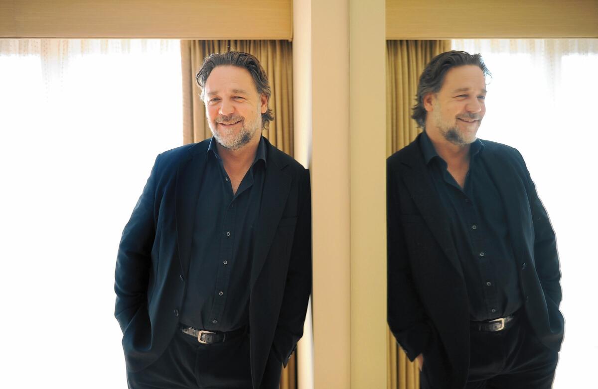 Actor Russell Crowe is photographed at the Four Seasons Hotel in Beverly Hills on April 12, 2015.