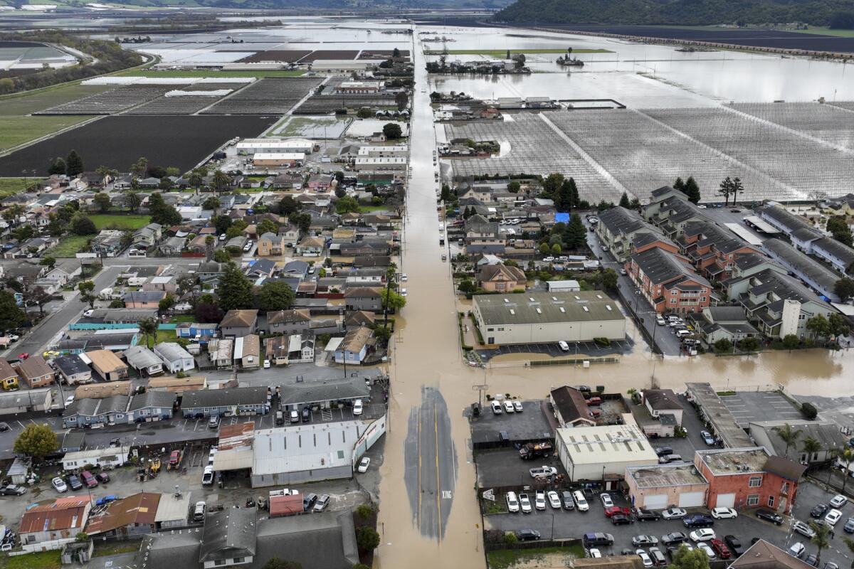 Flood waters cover most of Pájaro Valley on March 12, 2023. Photo by Shae Hammond, Bay Area News Group