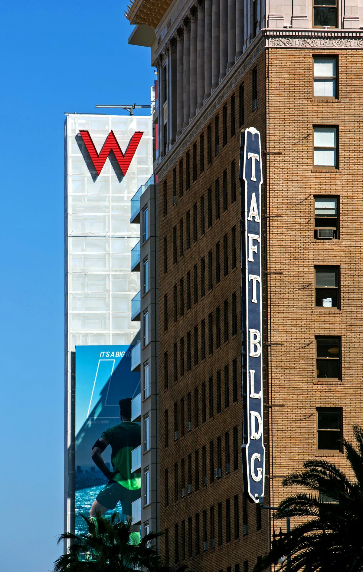 The exterior of the W Hotel on Hollywood Boulevard 