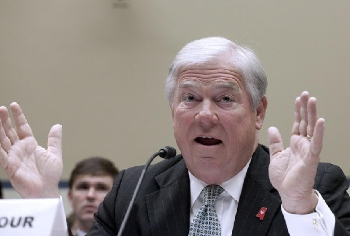 Mississippi Gov. Haley Barbour, seen here on Capitol Hill testifying about the impact of the Gulf oil spill, was in Washington on Friday at Ralph Reed's Faith and Freedom Conference.