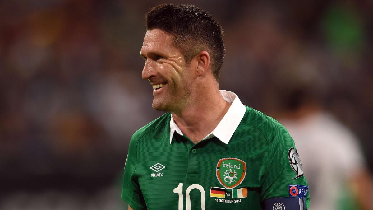 Ireland's Robbie Keane at a UEFA Euro 2016 qualifying match against Germany last month.