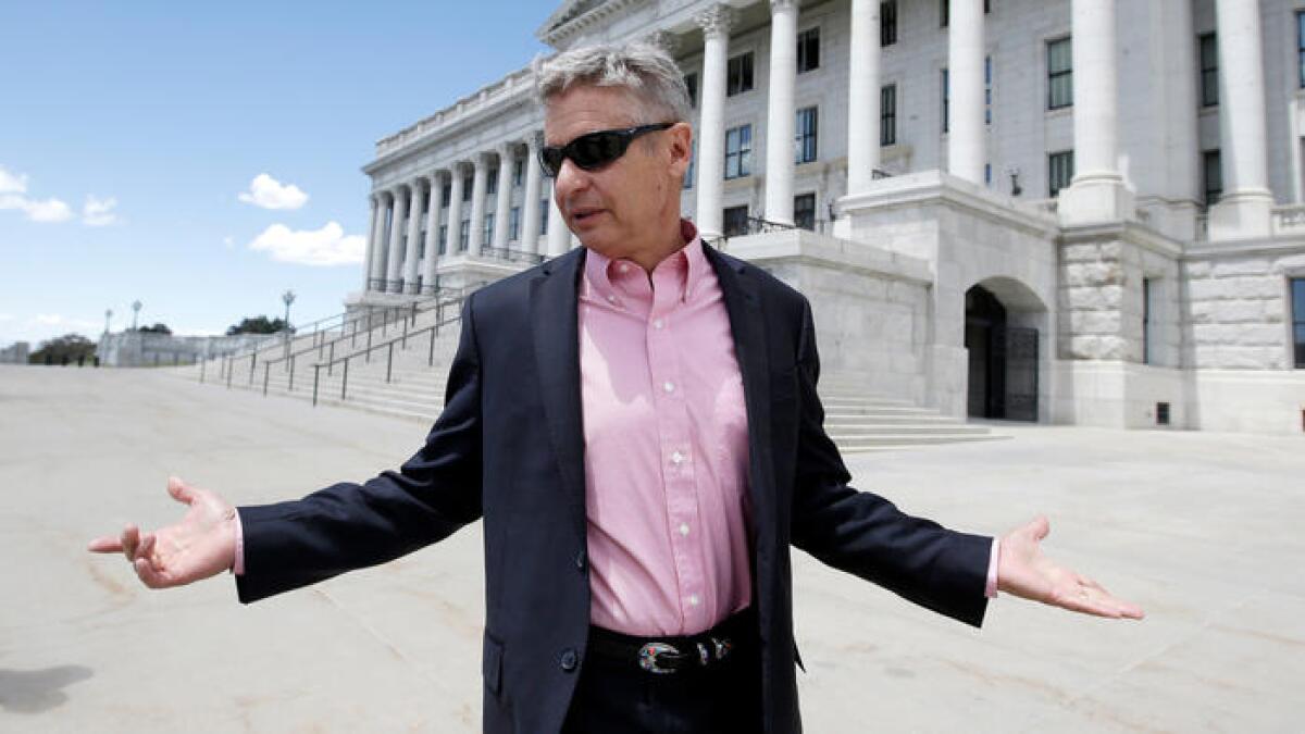 Gary Johnson at the Utah State Capitol after meeting with with legislators, in Salt Lake City on May 18.