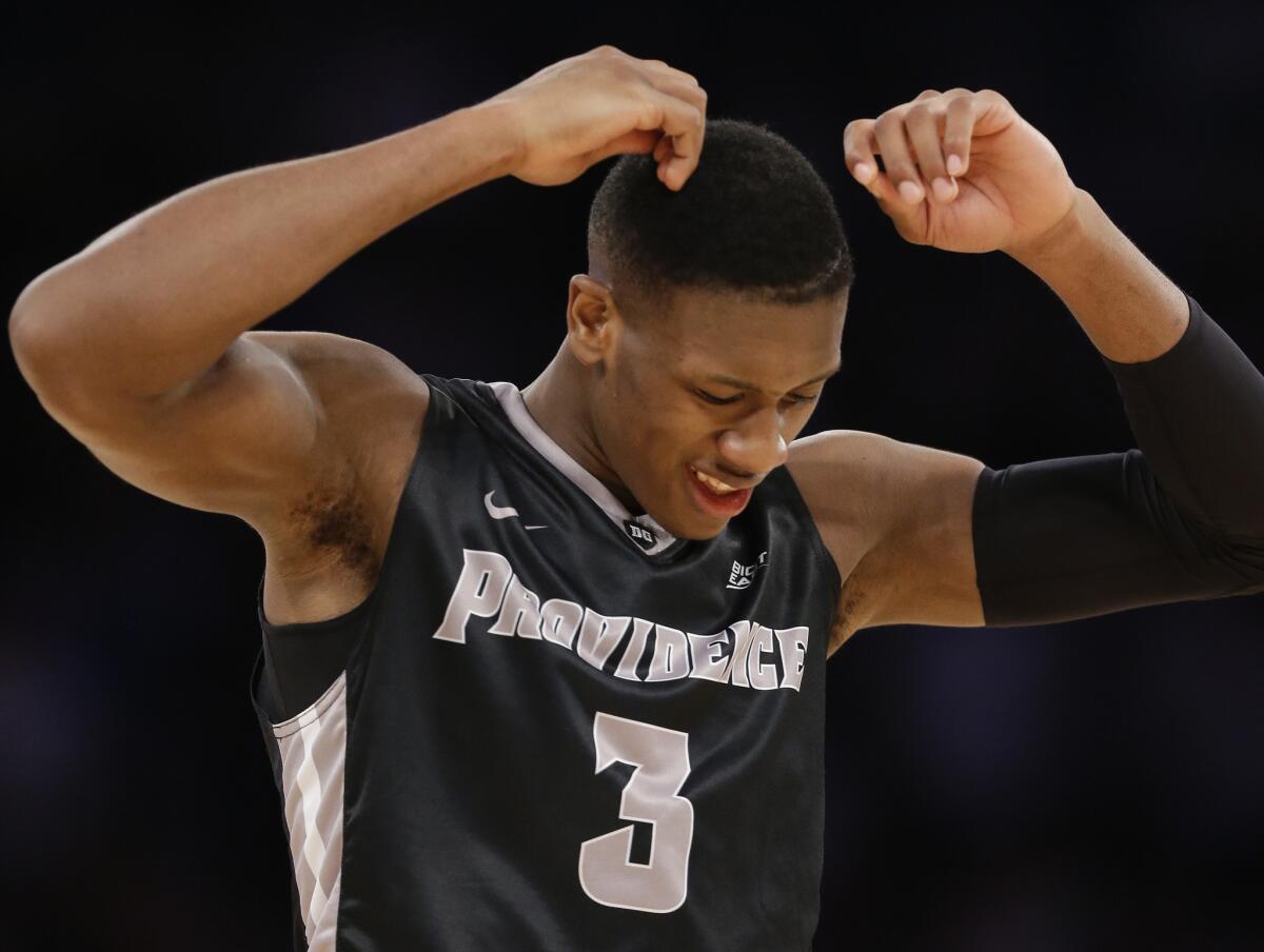 Providence guard Kris Dunn (3) reacts after a turnover during the second half of the Friars' semifinal loss to Villanova, 76-68, in the Big East tournament on March 11.