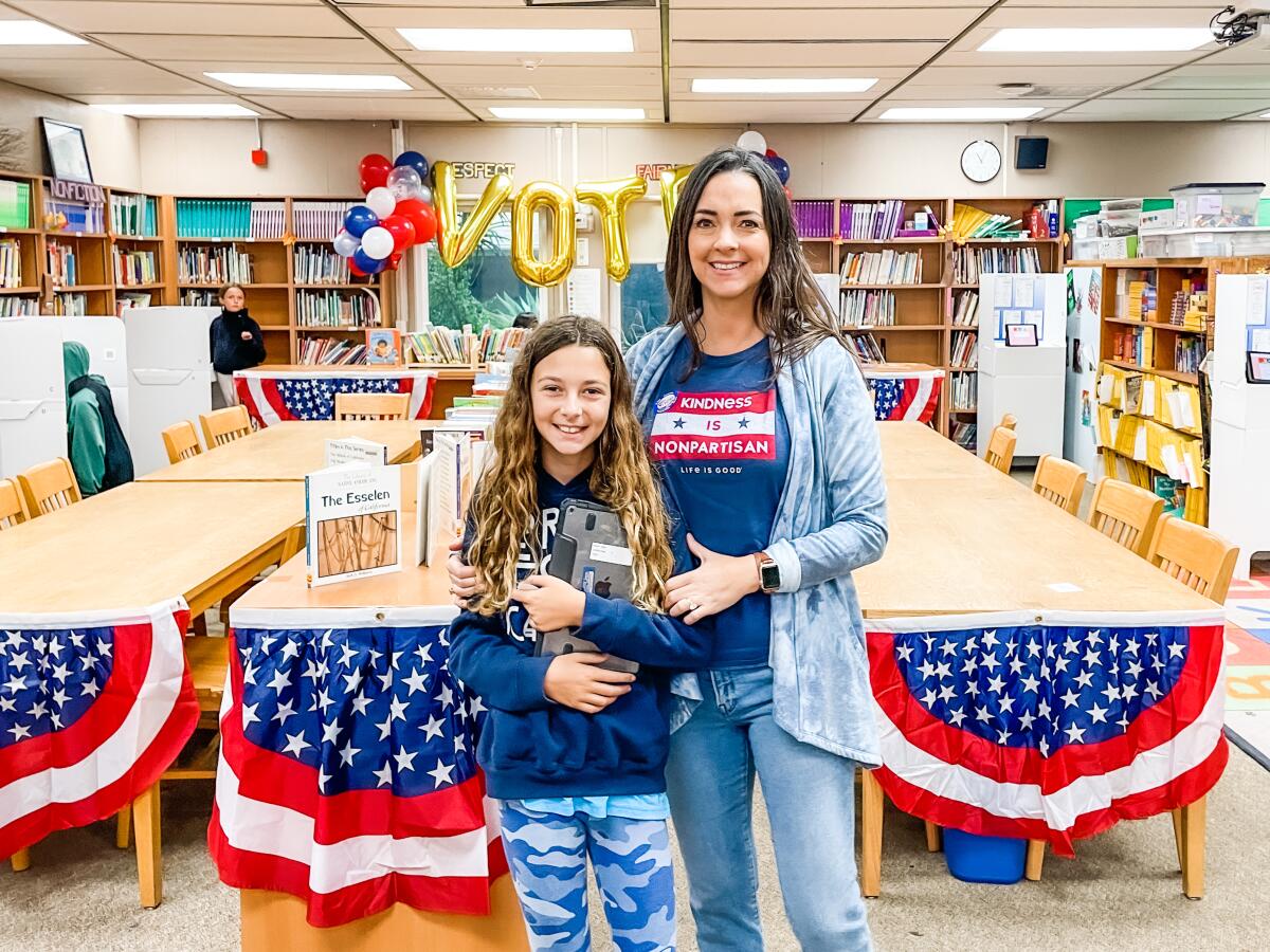 Kids Vote Day organizer Jody Vakili and daughter Seena.