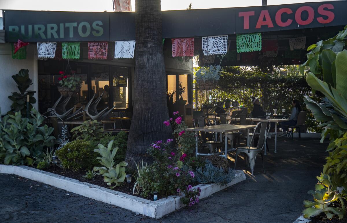 Open-air seating at Balam Mexican restaurant 