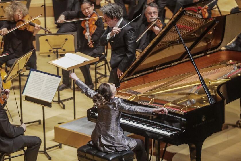LOS ANGELES, CA, THURSDAY, MAY 23, 2019 -Pianist Yulianna Avdeeva performs Beethoven Piano Concerto 4 Philharmonic and conductor Dudamelaccompanied by the LA at Disney Hall. (Robert Gauthier/Los Angeles Times)