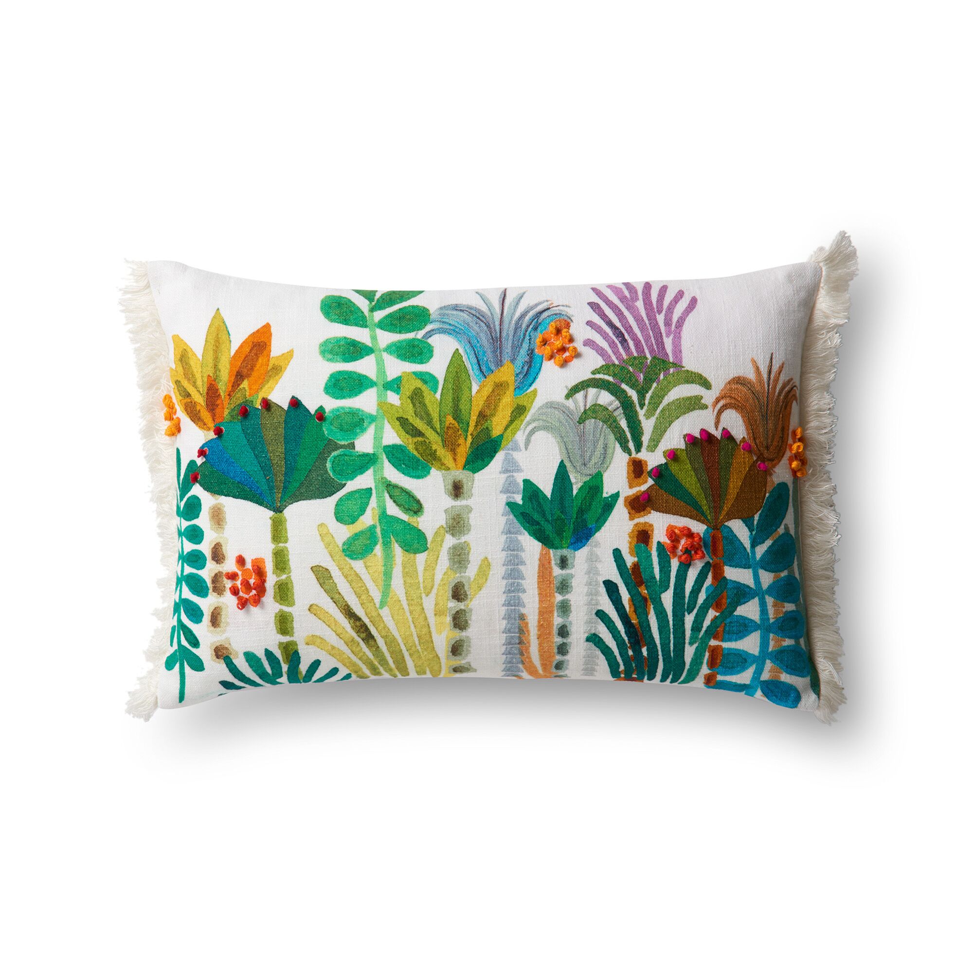 Palm tree fringe bolster pillow