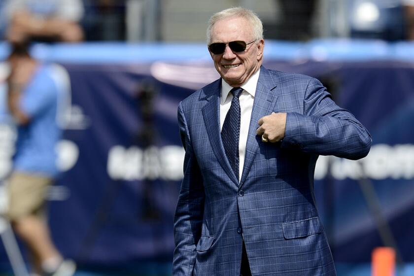 Dallas Cowboys owner Jerry Jones said he has been barred from talking about Cleveland Browns backup quarterback Johnny Manziel.
