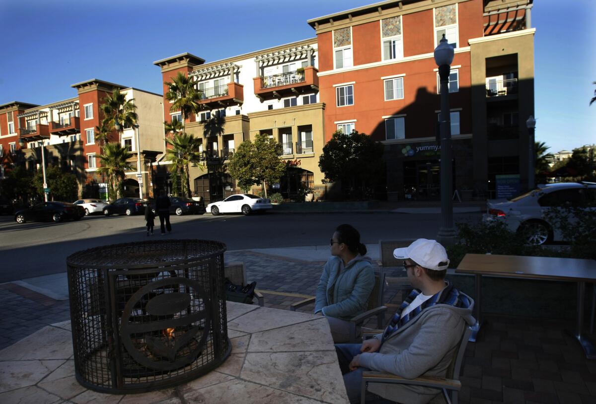 Residential units sit above businesses in Playa Vista.