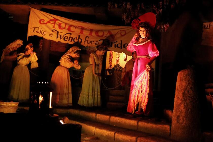 ANAHEIM, CALIF. -- FRIDAY, JUNE 30, 2017: The scene where women are being sold for auction in the Pirates Of The Caribbean ride at Disneyland in Anaheim, Calif., on June 30, 2017. (Gary Coronado / Los Angeles Times)