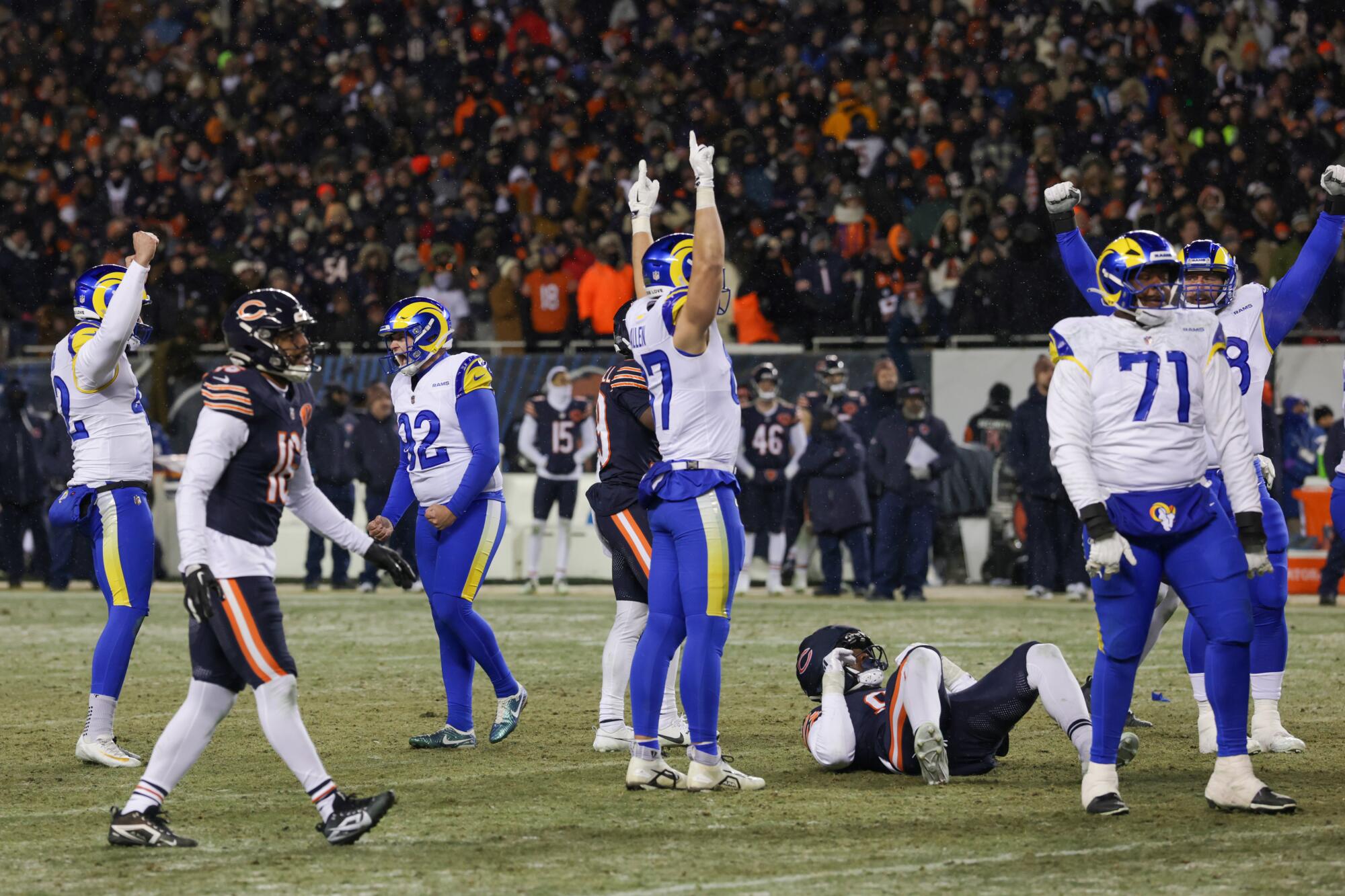 Harrison Mevis lifts Rams to overtime playoff win over Bears - Los ...