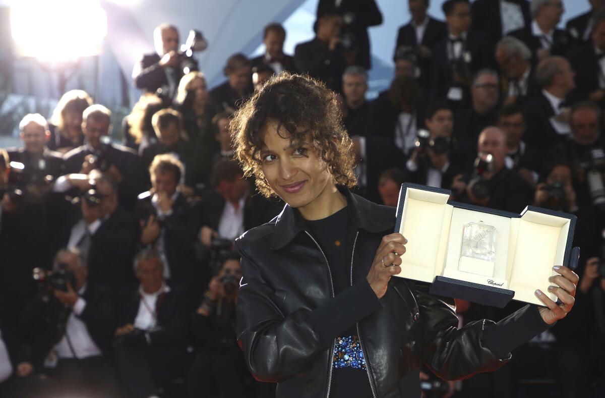Director Mati Diop, winner of the Grand Prix at Cannes for "Atlantics," poses after the May 25 awards ceremony.