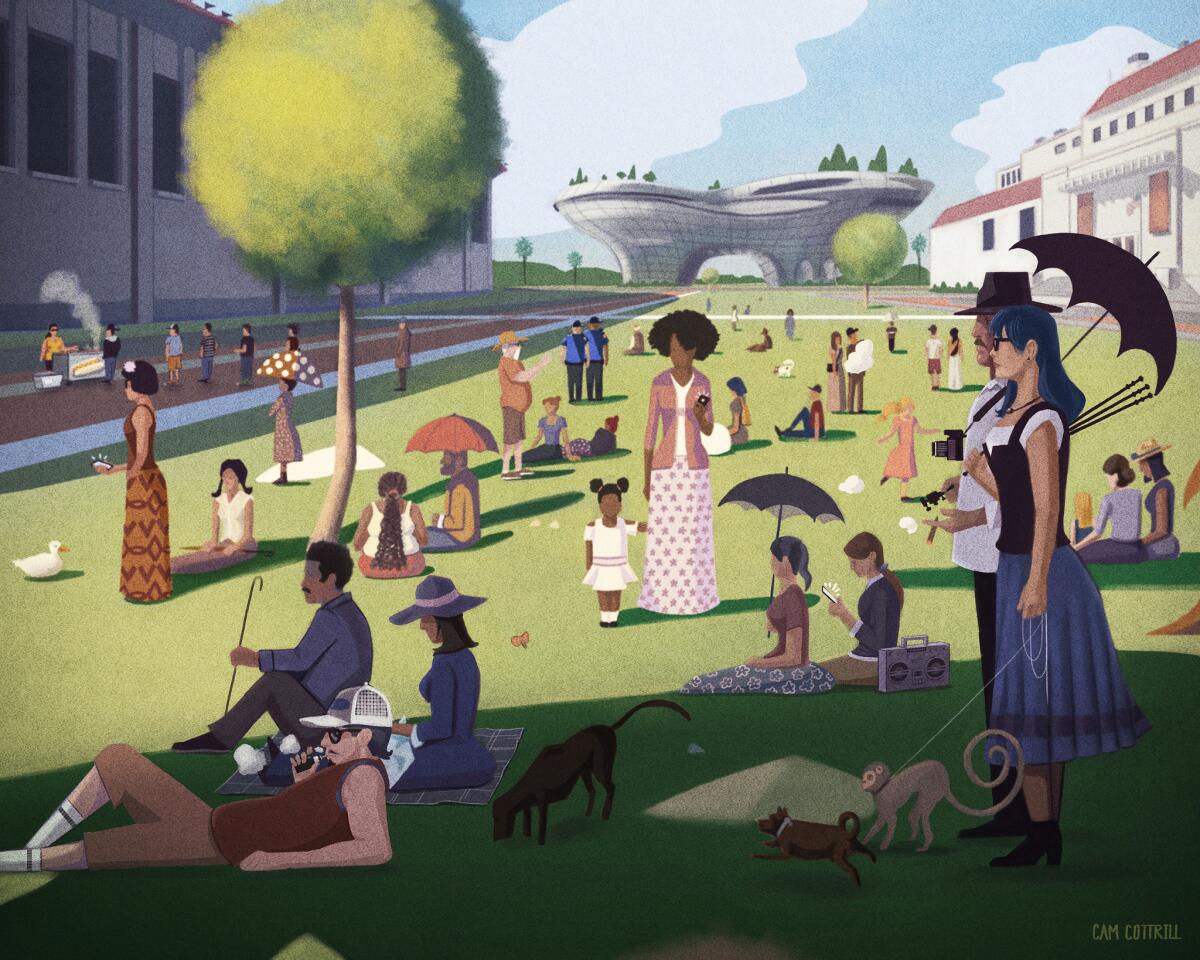 With the futuristic Lucas Museum rising by the Coliseum and the Natural History Museum planning a makeover, can a new plan for the surrounding landscape stitch disparate attractions into a true recreational playground worthy of a Seurat painting?