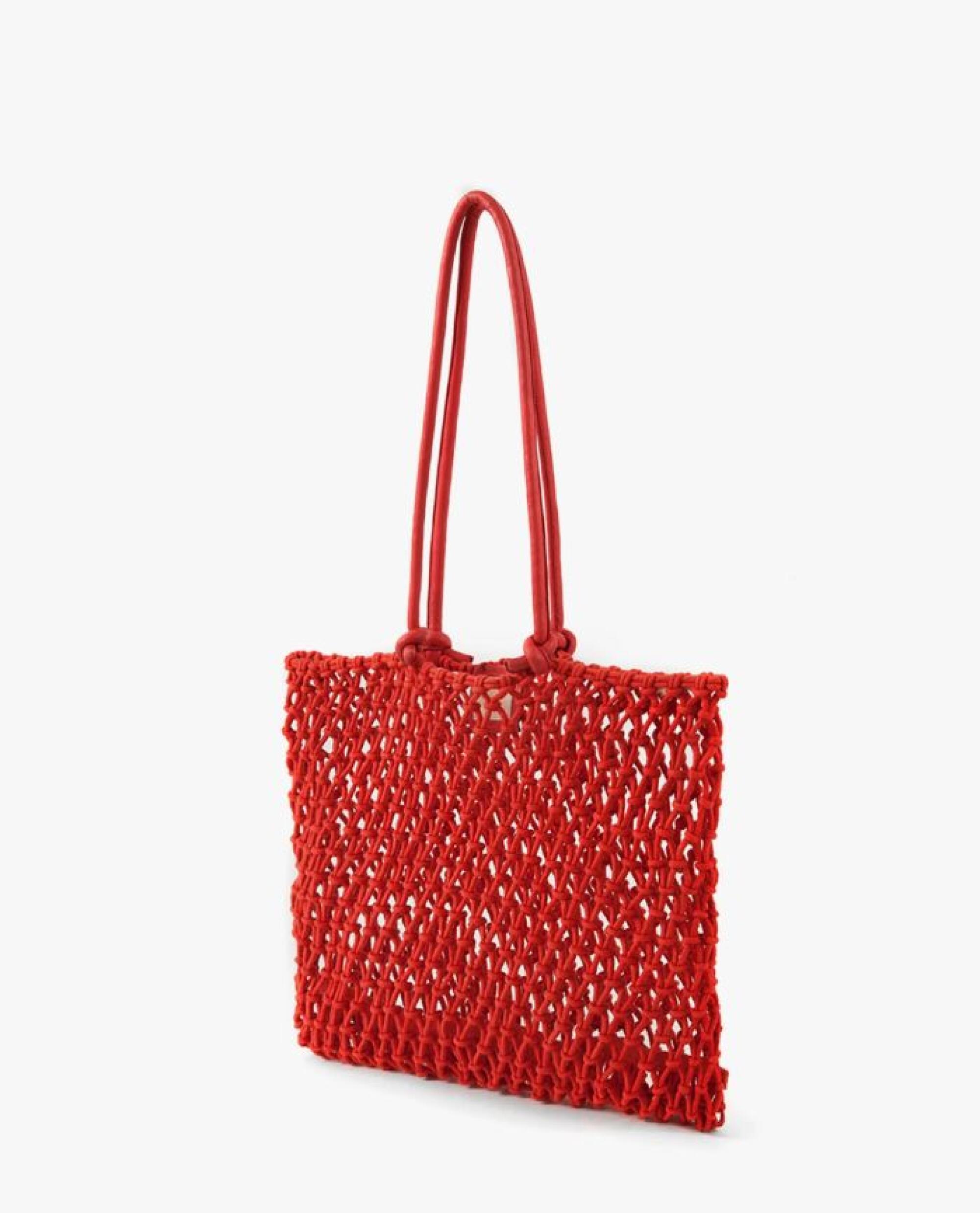 A red mesh shoulder bag 