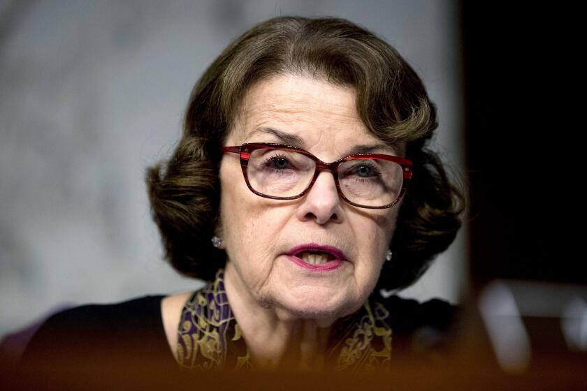 FILE - Sen. Dianne Feinstein, D-Calif., speaks during a Senate Committee on the Judiciary, Subcommittee on Crime and Terrorism hearing, Oct. 31, 2017m on Capitol Hill in Washington. Democratic Sen. Dianne Feinstein of California has died. She was 90. (AP Photo/Andrew Harnik, File)