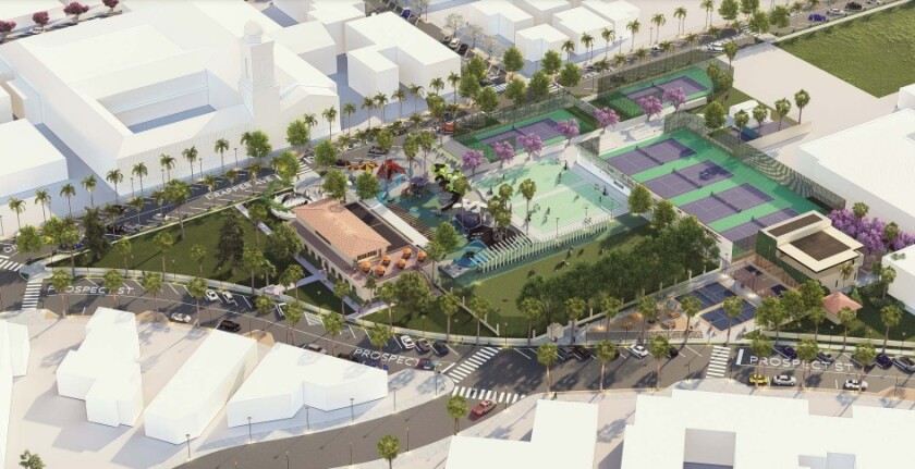 A rendering presented to the La Jolla Community Planning Association depicts the planned Recreation Center renovation.