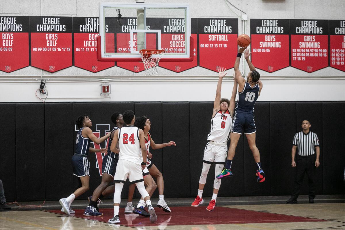 Sierra Canyon's Amari Bailey attempts a shot against Harvard-Westlake on March 5, 2022.