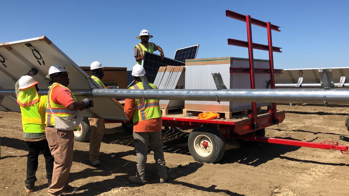 Construction workers with the Westlands Solar Park project 