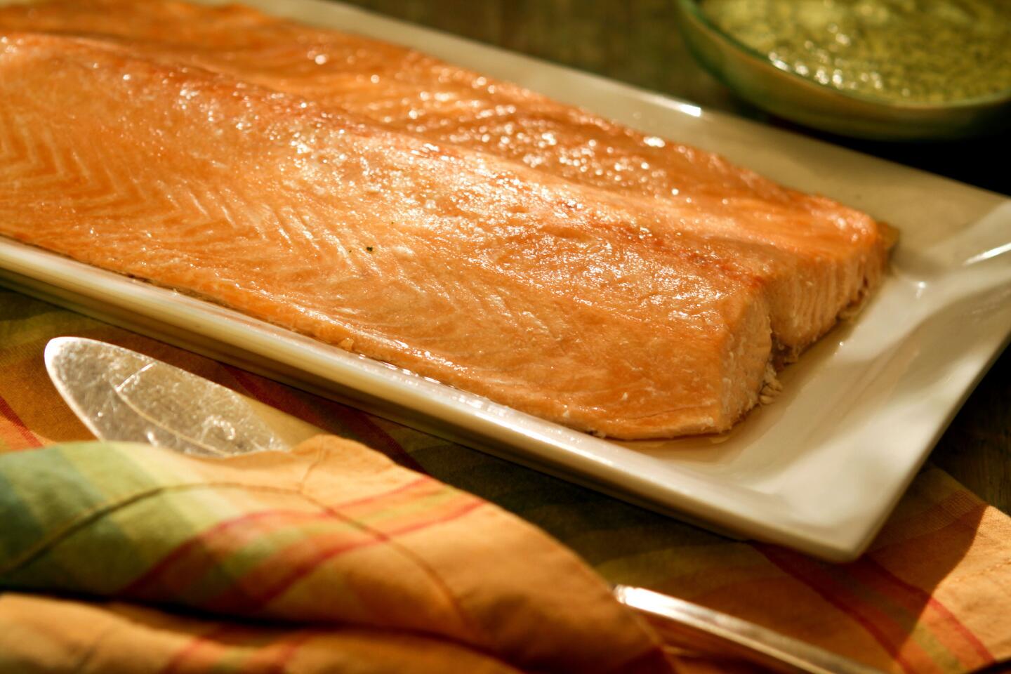 Steamed salmon