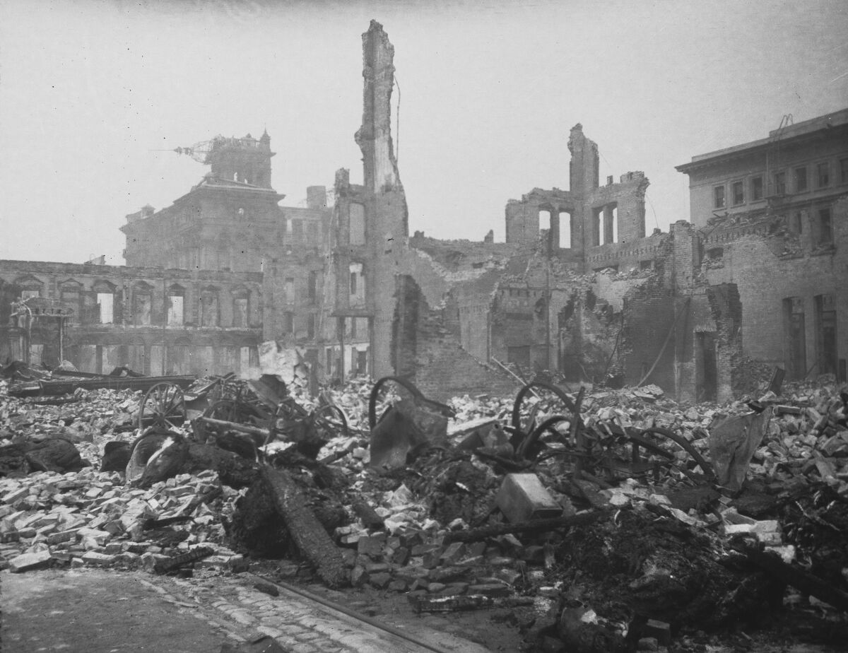 Damaged buildings post-earthquake