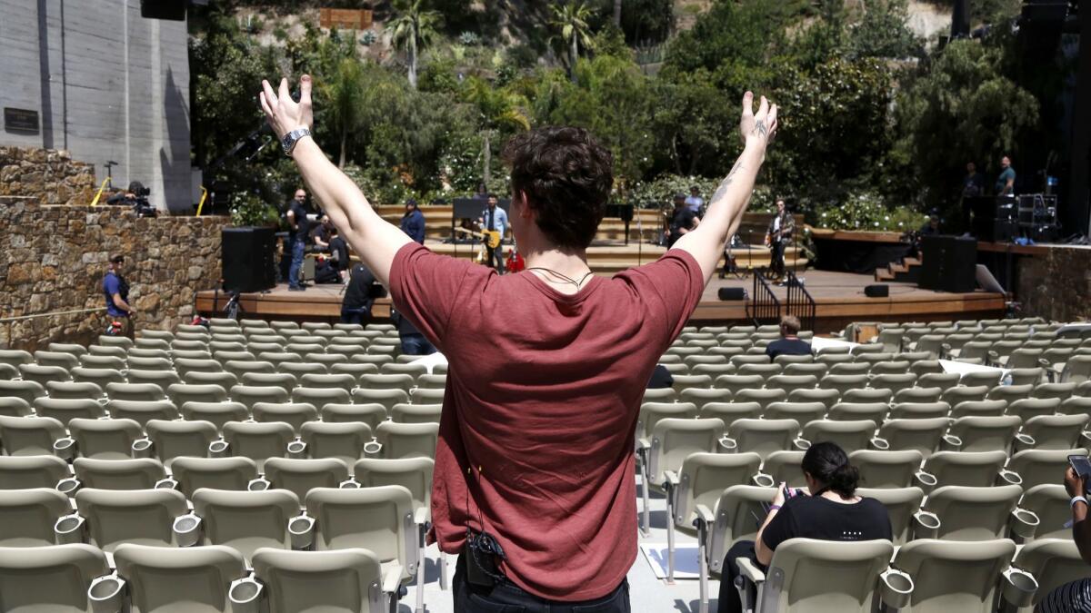 Shawn Mendes takes in the view from the house at the Ford.