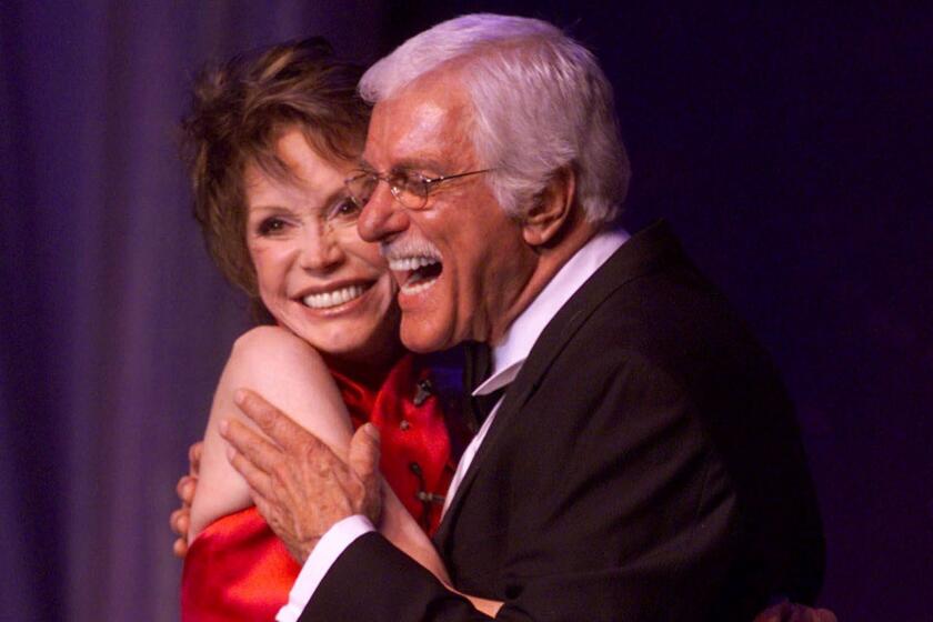 Mary Tyler Moore and Dick Van Dyke reunited on Oct. 7, 2000, in Century City, Calif., during the 45th annual anniversary gala for the Thalians, a charitable group that aids mental health programs through CedarsSinai Medical Center.