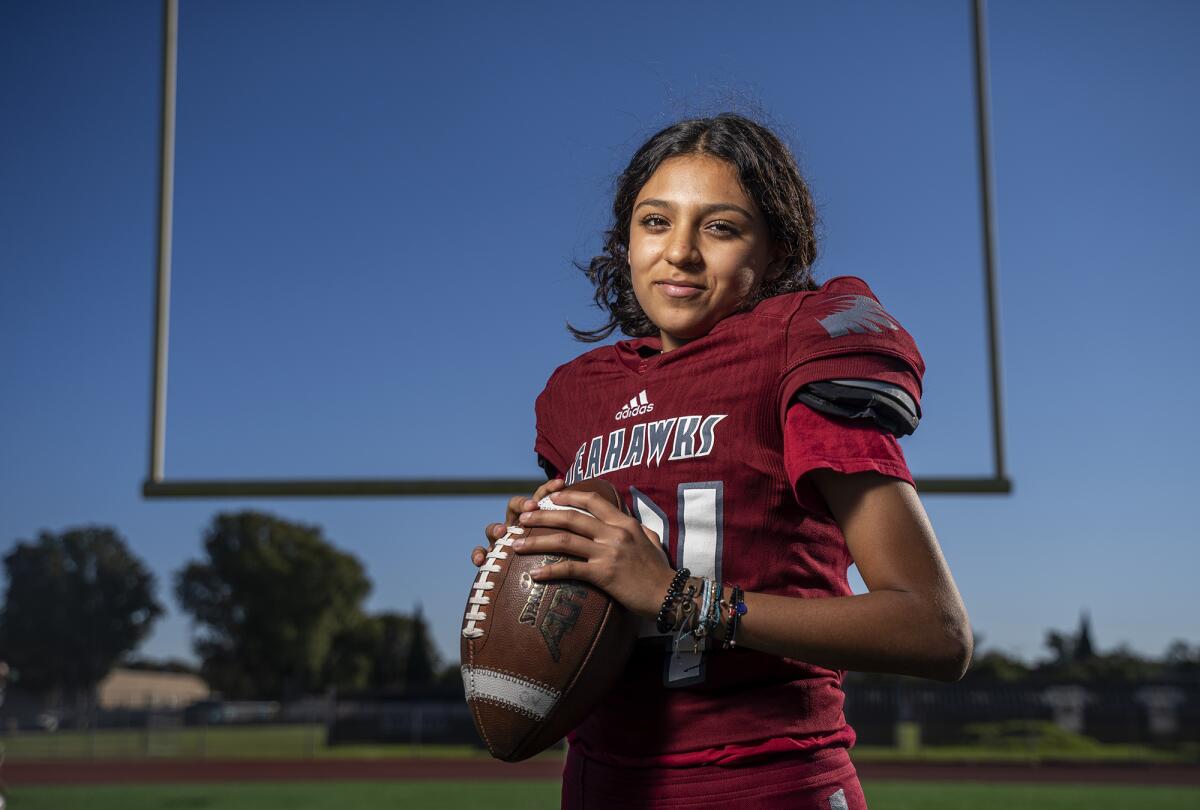Ocean View's Isis Salazar is a sophomore running back for the football team.