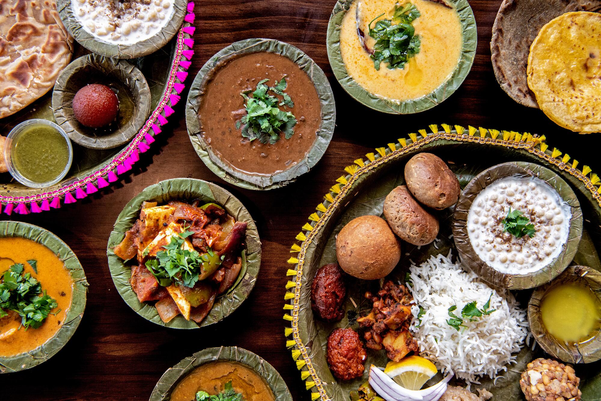 A spread of the shartaj and maharaja thali platters from Bhookhe restaurant
