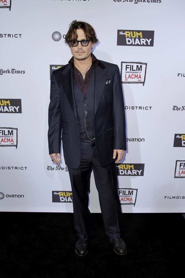 Johnny Depp and the cast of the Bruce Robinson's adventure drama "The Rum Diary" gathered Thursday at the Los Angeles County Museum of Art to premiere the film. "The Rum Diary" opens in theaters Oct. 28.
