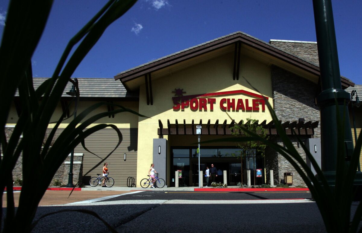 The flagship Sport Chalet store is seen in La Cañada Flintridge. The chain announced it is closing all stores and has stopped online sales.