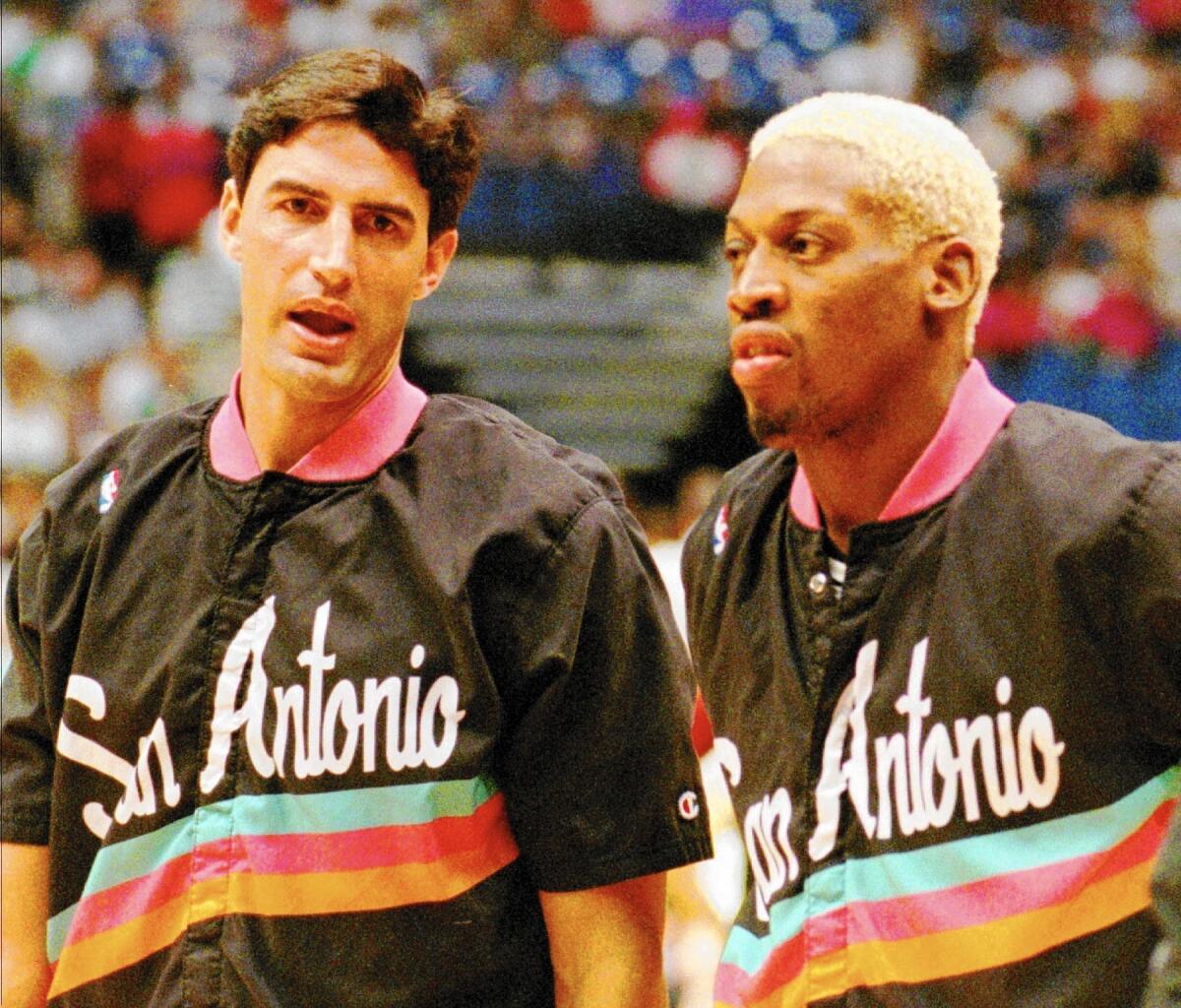 Jack Haley, left, was known for his close ties to Dennis Rodman but bristled at being called "Rodman's babysitter."