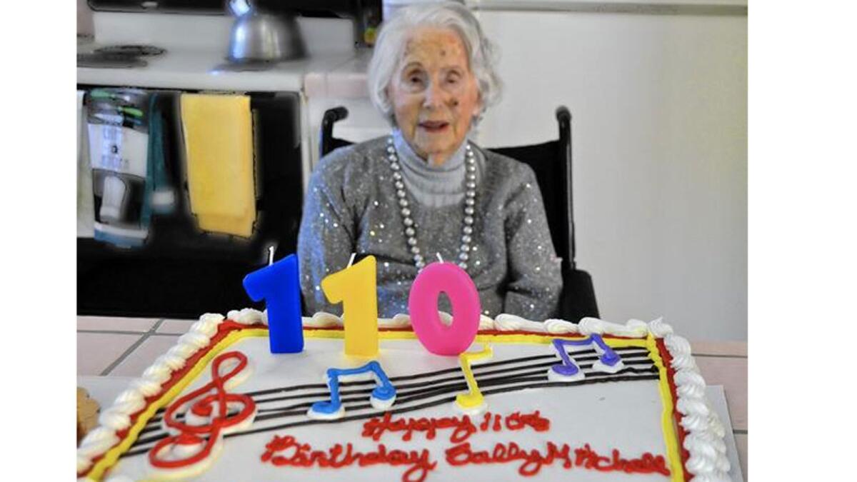 Irvine resident Sally Mitchell celebrates her 110th birthday.