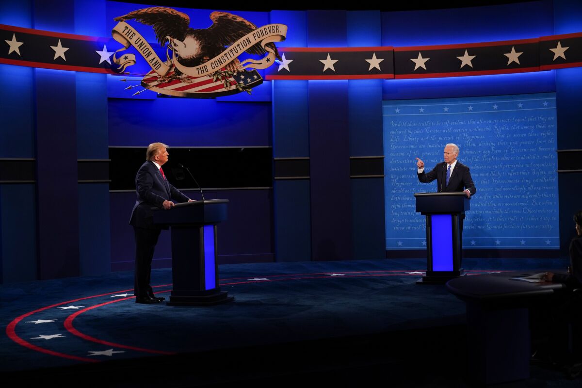 Both presidential candidates on the debate stage