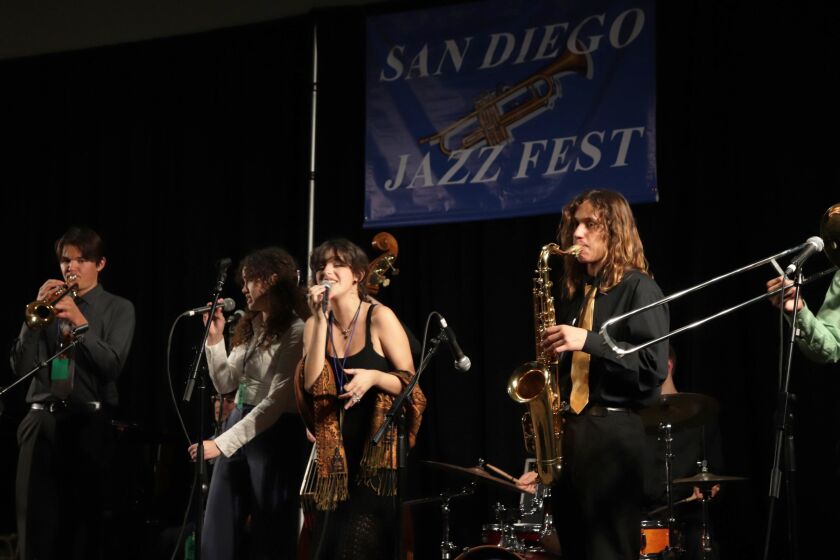 Trumpeter Brady Newell, vocalist Ava Strickland, vocalist Paulina Perez and saxophonist Noble Santillan.
