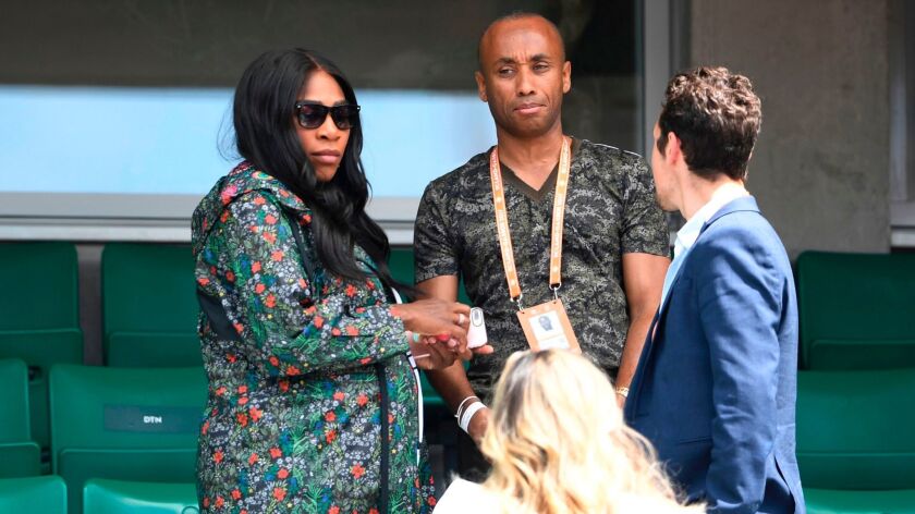 Serena Williams leaves after attending her sister Venus' match at the French Open on May 31.
